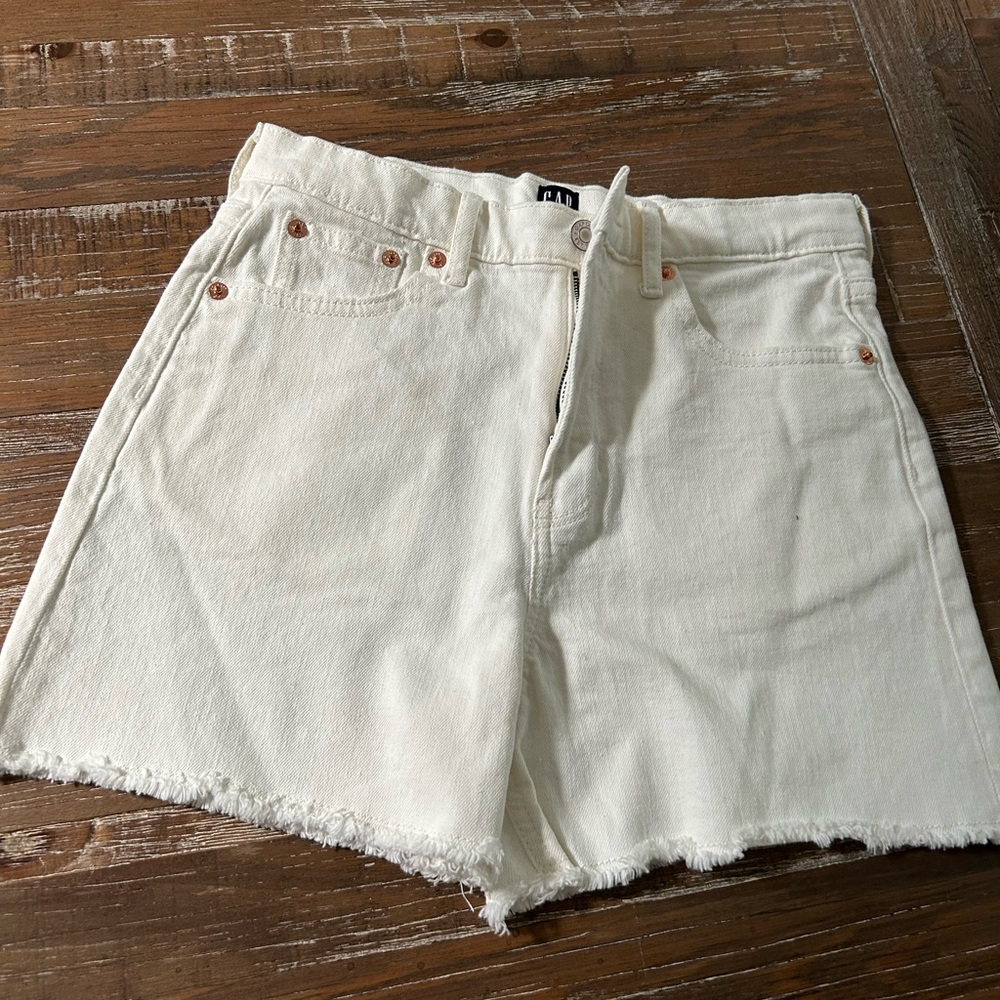 GAP kids Girls Cream/Ecru Jean Shorts